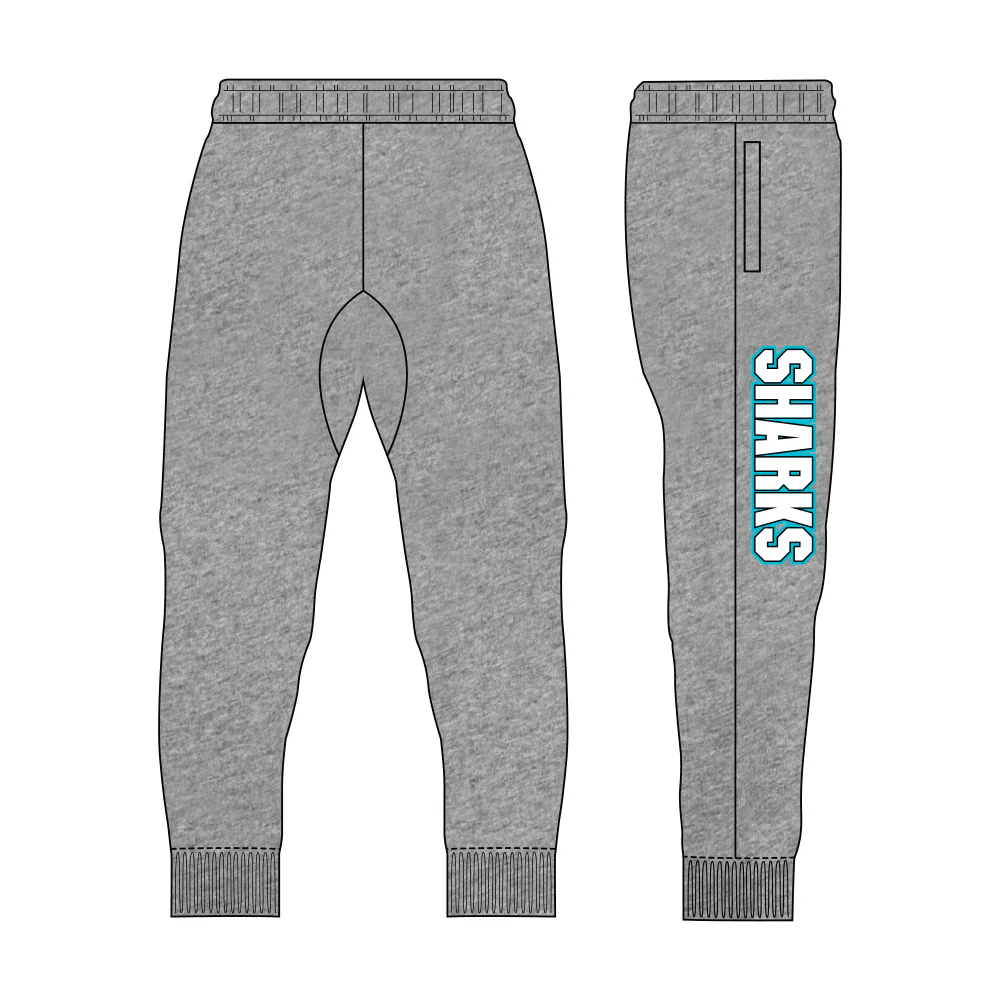 Peninsula Sharks FC Fleece Trackpants - Grey Marle - Image 2